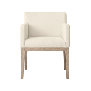 Sillón de tela crema Silla de comedor con patas de madera - Product Image 1
