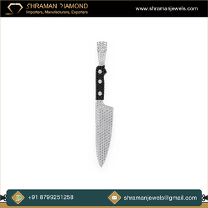เครื่องประดับแฟชั่นพิเศษ 2.3 CTS และ 16 กรัม 14K Gold ที่กําหนดเองสีดําจับมีดทําครัว Moissanite จี้เพชร - Product Image 2