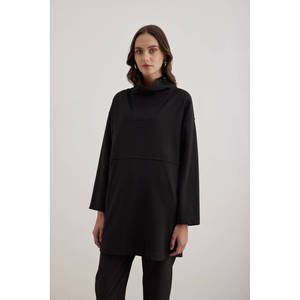 Blusa de lino y seda tejida para mujer - Camisa larga adelgazante con cuello asimétrico con volantes, bordado de encaje y patrones a cuadros y rayas XS-XL - Product Image 5