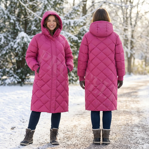 Winter Warm Fashionable Long Quilted Hooded <b>Jacket</b> Padded Insulated Full Length Quilted Coat <b>Lightweight</b> Outerwear OEM ODM - Product Image 5