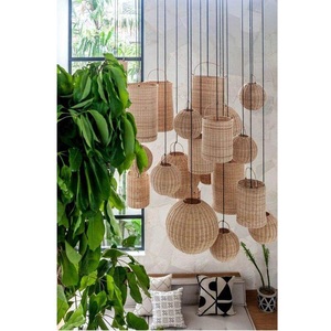 Decorative Light Cover for Indoor Hotel Home Use Modern Powder-Coated Iron Frame Eco-Friendly Handmade Round Rattan <b>Lamp</b> <b>Shade</b> - Product Image 4