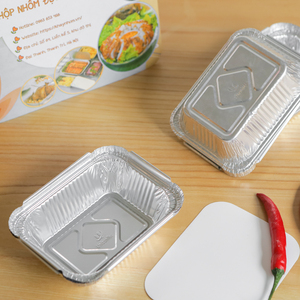 ถาดใส่อาหารอลูมิเนียมฟอยล์แบบใช้แล้วทิ้งขนาด230มล. ภาชนะทรงสี่เหลี่ยมพร้อมฝาปิด - Product Image 2