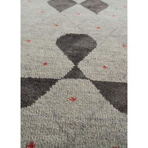 Tapis en laine et soie de bambou noué à la main, gris et noir, motif géométrique abstrait, 9x12, pour la maison et le couloir, épaisseur 10 mm - Modèle - Product Image 3