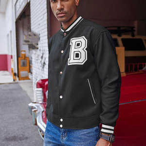 Nouveau gros personnalisé hommes broderie hiver veste manches longues Letterman Varsity vestes col à capuche en tissu de laine - Product Image 3