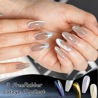 Hema TPO Hpma Free Rubber Cat Eye Top Coat, gel magnétique scintillant à double effet sur base transparente et noire, finition caoutchouc longue durée