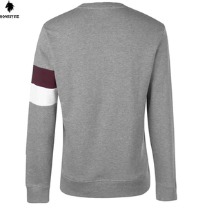 เสื้อสเวตเตอร์คอลูกเรือผ้าฝ้าย100% สำหรับผู้ชายเสื้อฮู้ดไหล่ปล่อยน้ำหนักของฤดูหนาวโลโก้ได้ตามต้องการผ้าขนแกะสีทึบใส่สบาย - Product Image 2