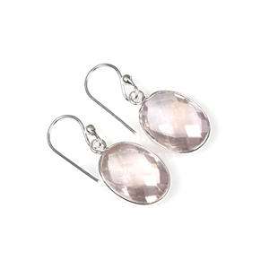 925 plata esterlina sólida abril piedra colgante pendientes melocotón cuarzo piedras bisel conjunto encanto estilo gancho diseño - Product Image 1