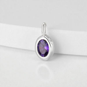 Pendentif ovale en argent sterling 925 avec pierre précieuse en quartz améthyste, charme minimaliste, bijoux faits à la main pour femmes - Product Image 1