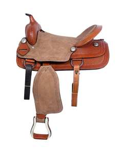 Vente en gros abordable Selles de course de baril Selles de cheval occidentales en cuir véritable faites à la main Selles de rodéo durables pour acheteurs en gros - Product Image 1