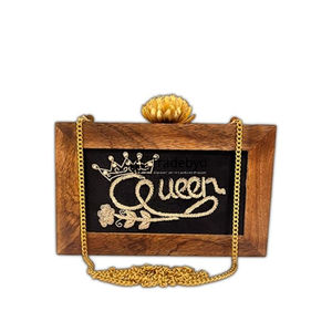 Bolso de Mano de Madera Tradebyd con Cadenas de Perlas, Flores Bordadas, Correa Extraíble, Cierre Magnético, Forro de Terciopelo, Calidad Premium, Moda - Product Image 2