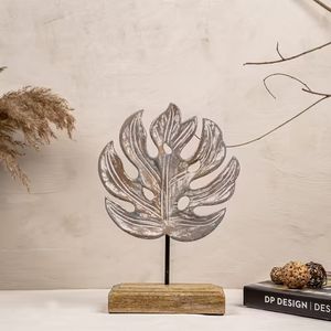 รูปปั้นใบไม้อลูมิเนียมชุบนิกเกิลของบริษัทอินเดียรูปปั้นตกแต่งโต๊ะในบ้านสำนักงาน - Product Image 3