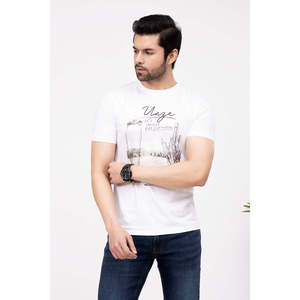 Olga 100% Cotton Crewneck T-Shirt Loose Fit Compressed with Stone Washed Technique Breathable with Logo Pattern - Product Image 2