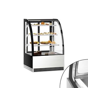 Commercial cake display fridge - 304L - 900mm - Double glazing - with 3 glass <b>shelves</b> - rear <b>sliding</b> doors, 2 glass doors - for - Product Image 1