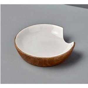 Soporte de cuchara de madera esmaltada blanca para cocina soporte de cuchara de madera lisa para estufa - Product Image 1