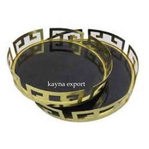 Bandeja Ovalada Móvil de Aluminio Dorado Decorativa Real con Logotipo Personalizado, Bandeja de Servicio de Metal de Diseño Moderno - Product Image 4