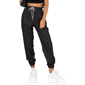 Pantalon de jogging ample personnalisé avec logo, taille haute, en molleton pour femme, respirant, style hip-hop avec décoration en dentelle pour l'hiver - Product Image 4