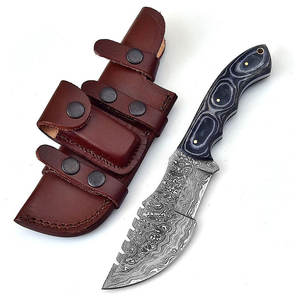 Damascus Steel Tracker <b>Knife</b> Handmade Outdoor Camping Bushcraft Utility <b>Knife</b> With Comfortable Wood Handle - Product Image 2