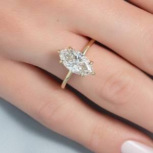 12x6mm Marquise Cut White Diamond <b>Solitaire</b> Engagement <b>Ring</b> Sterling <b>Silver</b> 18K Gold Plated Band Classic Bridal Wedding - Product Image 5