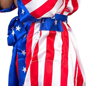 American Star-Stripe Robe Ropa Lucha libre-Bata de boxeo con capucha Bata de boxeo para hombres y mujeres Satén personalizado - Product Image 6