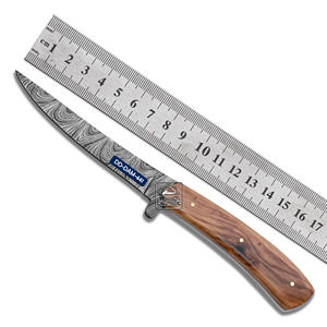 Cuchillo de Caza Hecho a Mano Personalizado DD-DAM-438, Hoja de Acero de Damasco de 0.20 Pulgadas de Grosor, Personalizable OEM, Madera de Olivo, Cuero Repujado - Product Image 4