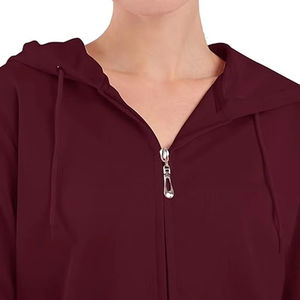 Pantalon de survêtement à capuche zippé en molleton de coton décontracté pour femmes survêtements tricotés deux pièces solides avec logo avant imprimé pour l'automne - Product Image 5