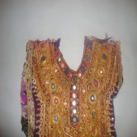 Vintage Afghan Baloch Tribal Ne Joug Miroir Travail Applique Patch Couture Robes Dernière Mode Femmes Soie Blouse Ethnique