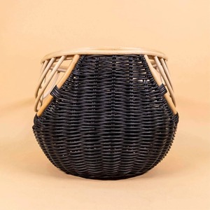 Panier de rangement multifonctionnel moderne en rotin naturel noir, respectueux de l'environnement - Product Image 2