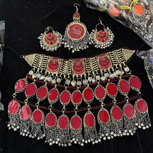 Meilleur prix, ensemble de bijoux afghans légers et robustes, collier vintage, boucles d'oreilles, forme personnalisée pour femmes, filles, Offre Spéciale pour mariage - Product Image 1