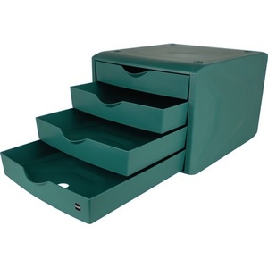 4 Green <b>Drawers</b> with Stop H215 X W265 X D332mm HELIT Desktop & <b>Drawer</b> Organizer - Product Image 3