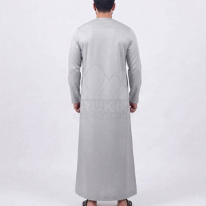 Refined Cotton Arabic <b>Thobe</b> for <b>Men</b> Elegant Traditional Breathable Lightweight Long Sleeve Ankle Length Design with Crew Neck - Product Image 2