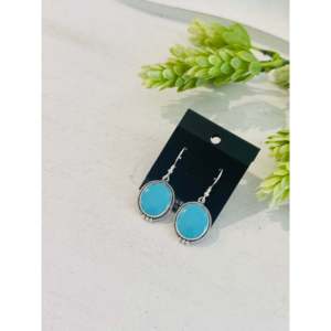 Southwest Kingman Turquoise & Sterling <b>Silver</b> Drop <b>Earrings</b> Handmade <b>Dangle</b> <b>Earrings</b> - Product Image 4