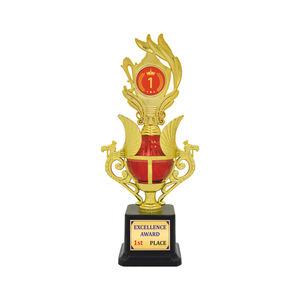 Nuevo trofeo de plástico brillante para uso profesional Premio de evento corporativo hecho a medida - Product Image 1