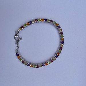 สร้อยข้อมือเทนนิสประดับพลอยธรรมชาติหลากหลายชนิดสำหรับผู้หญิงจาก Shah Gems เงินแท้ 925 เครื่องประดับแฟชั่น - Product Image 6