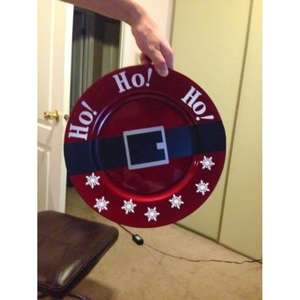 Placa de cargador de esmalte rojo estilo Feliz Navidad, plato de Cupcakes Cooke de acabado de alta calidad, bandeja redonda, plato de cargador - Product Image 5