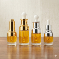 Vente en gros de flacons d'huile essentielle en verre de 20 ml, 30 ml, 50 ml, col de 20 mm avec compte-gouttes en latex anti-fuite et bouchon en métal électro-plaqué