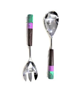 Meilleur Style Couverts De Cuisine Nouveau Design En Acier Inoxydable Dîner Salade Serveur Cuillère Avec Miroir Polonais Manche En Bois pour Table À Dessert - Product Image 2