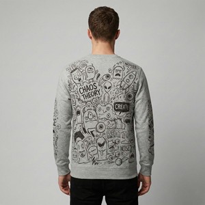 Sudadera de Cuello Redondo para Hombre, Estilo Urbano, con Estampado Gráfico de Dibujos Animados Retro, Graffiti, 100% Algodón Felpa - Product Image 2