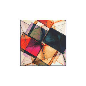 Pañuelo Cuadrado de Poliéster Beige con Diseño Geométrico - Product Image 1