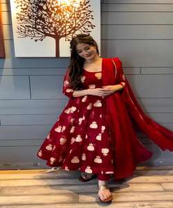 Anarkali Patiyala Designer Georgette Broderie Robe de Travail Bas avec Dupatta Party Wear Vente en gros Prix Ethnique Vêtement Alphanumero - Product Image 5