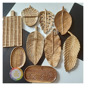 Plateau en bois fait à la main, plateau de service en bois naturel, forme de châtaigne, plateau décoratif écologique pour la maison et la cuisine - Caryln - Product Image 1