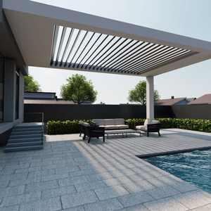 Pergola motorisée imperméable en aluminium avec revêtement en poudre, lames de protection solaire pour jardin, patio, balcon, avec éclairage LED en option - Product Image 5