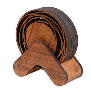 Square Natural <b>Wood</b> Coaster <b>Set</b> for <b>Tea</b> and Water for Home and Hotel Use Packaged in Carton - Product Image 6