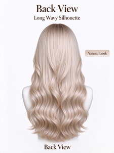 Perruque longue ondulée en cheveux humains couleur or clair, avec une ligne de cheveux naturelle et douce, pour un usage quotidien - Product Image 5