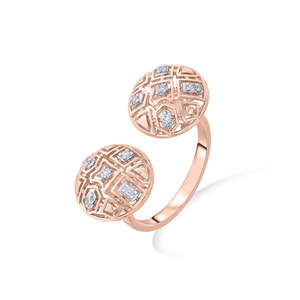 Anillo de Diamantes con Dos Esferas, Estilo Vintage, Geométrico, Ajustable, con Engaste de Garras, Certificado por CNAS - Product Image 4