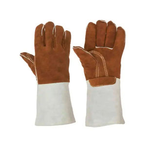 Gants de sécurité de soudage Tig/Mig/laser de qualité supérieure doublure en coton doux résistance à la chaleur cuir de vachette grain 7 oz épaisseur - Product Image 1