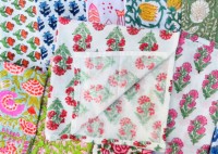 Serviettes carrées en coton 100 % biologique, imprimées à la main au bloc, style bohème, pour mariage, hôtel, décoration de table, réutilisables, couleur unie