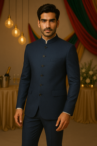 Tela tafetán teñida de primera calidad Sherwani Jodhpuri | Ropa étnica para hombres y mujeres | Material de traje de boda de 3 piezas | OEM personalizable - Product Image 2
