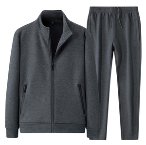 Survêtement de sport noir en tricot, survêtement personnalisé en molleton de coton pour hommes - Product Image 2