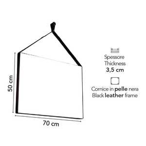 Rectangular 70x50 cm <b>Wall</b> <b>Mirror</b> with Black Leather Frame for Bathroom Use - Product Image 2