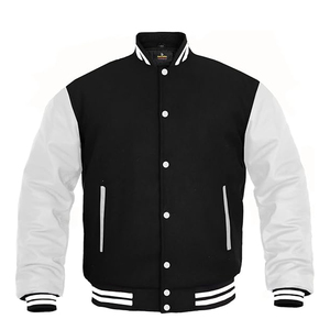OEM Wool Varsity <b>Jacket</b> <b>Men</b> Custom Embroidered Logo Satin Bomber Leather Sleeves <b>Long</b> Length CollegeBaseballjacket for <b>men</b> - Product Image 4